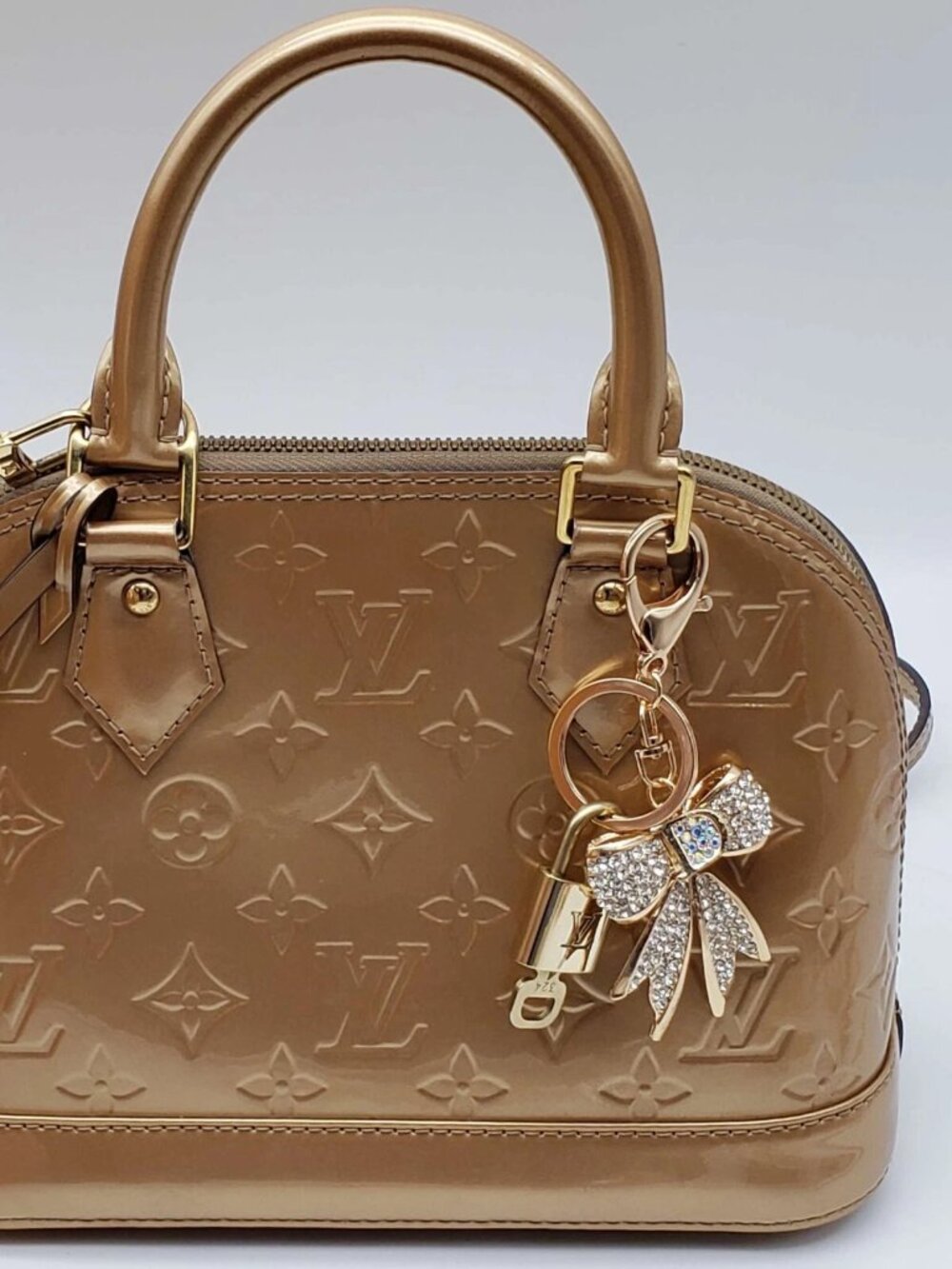 LV Gold Padlock 🔑 Authentic Louis Vuitton Charm + Unbranded Ribbon Keychain